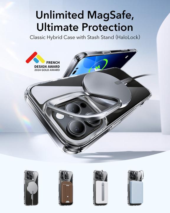 Actual product image ESR Classic Hybrid HaloLock Case with Stash Stand (Apple iPhone 16 Pro Max)