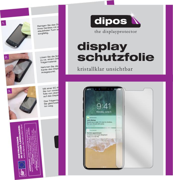 Dipos Displayschutzfolie Crystalclear (2 Stück, Apple iPhone X)
