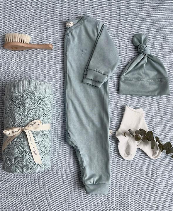 Produktbild Yosoy Bambus Babydecke Shells Blau (95 x 90 cm)