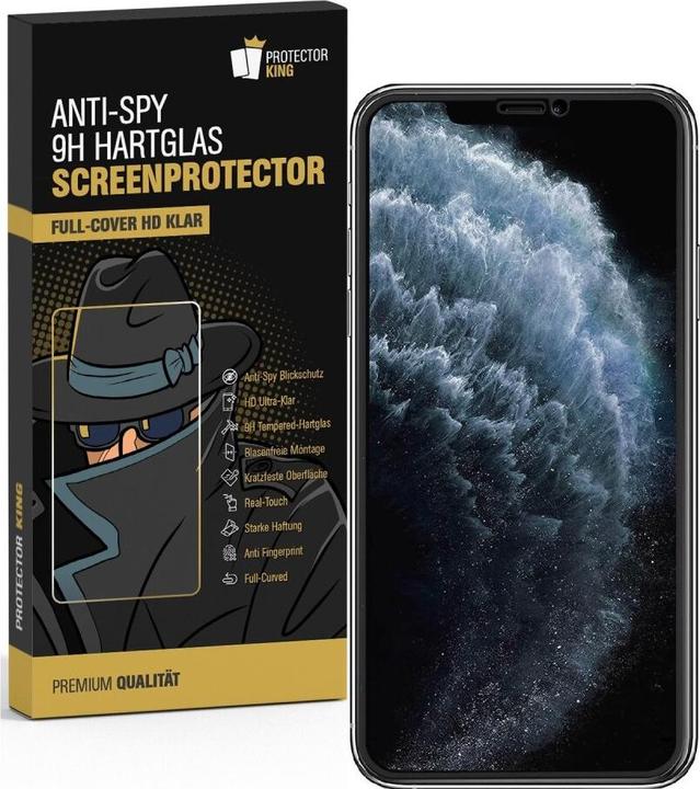 Protectorking 1x Echtes Tempered 9H Panzerhartglas Blickschutz (1 Stück, Apple iPhone X)