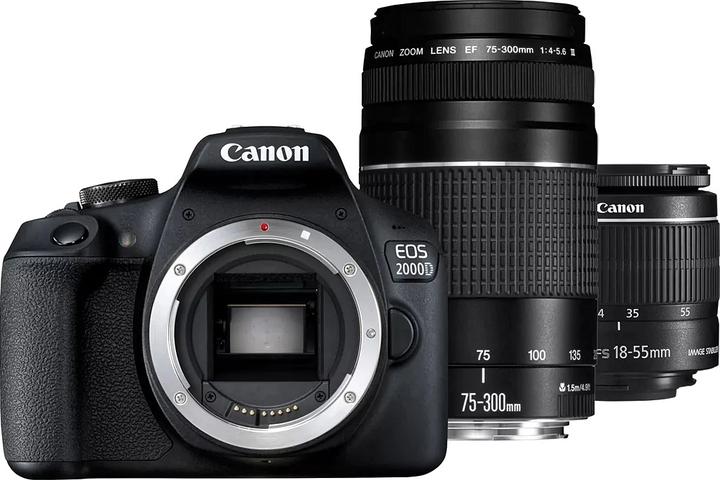Produktbild Canon EOS 2000D Kit EF-S 18-55 mm III + EF 75-300 mm III (18 - 55 mm, 24.10 Mpx, APS-C / DX)