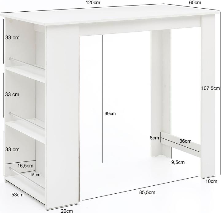 Actual product image Wohnling Bar bistro table (120 x 60 x 107.5 cm)