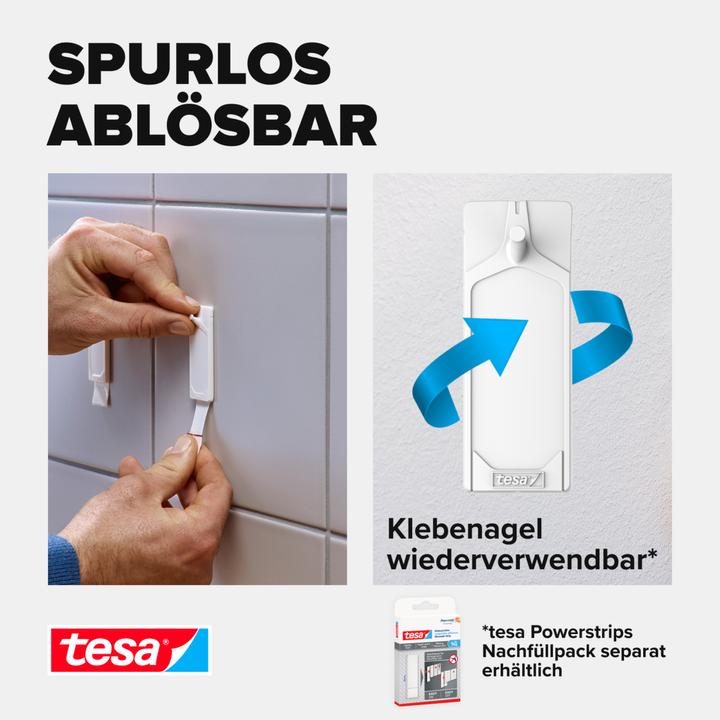 Image du produit tesa Clous adhésifs pour carrelage et métal, capacité de rétention de 3 kg, détachables sans laisser de