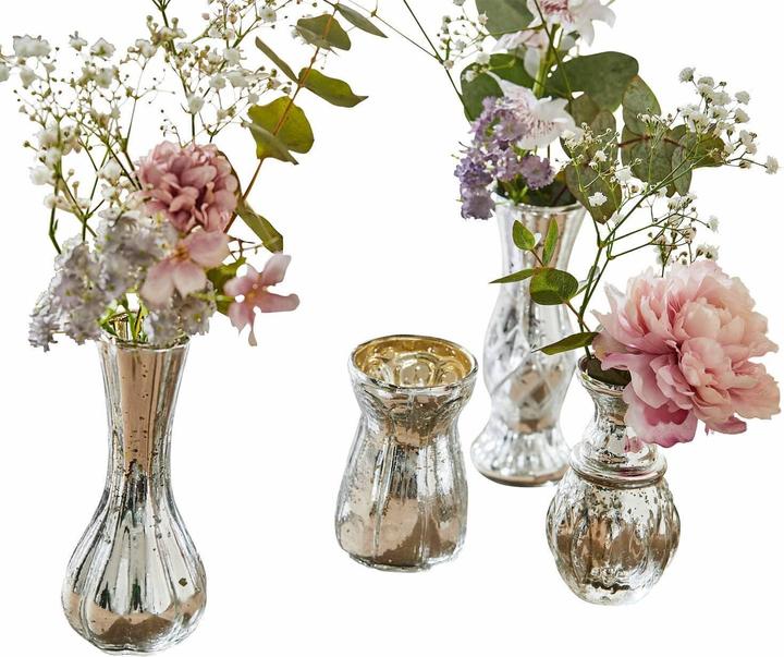 Actual product image Loberon Decorative vase set of 4 Maelie antique silver (4 x)