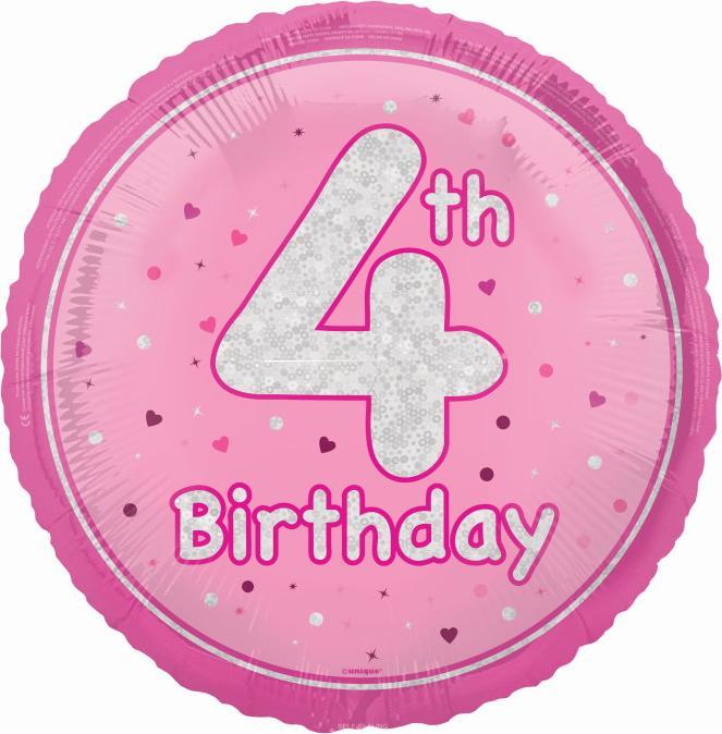 Actual product image Unique Party Prism 4th Birthday Foil Balloon