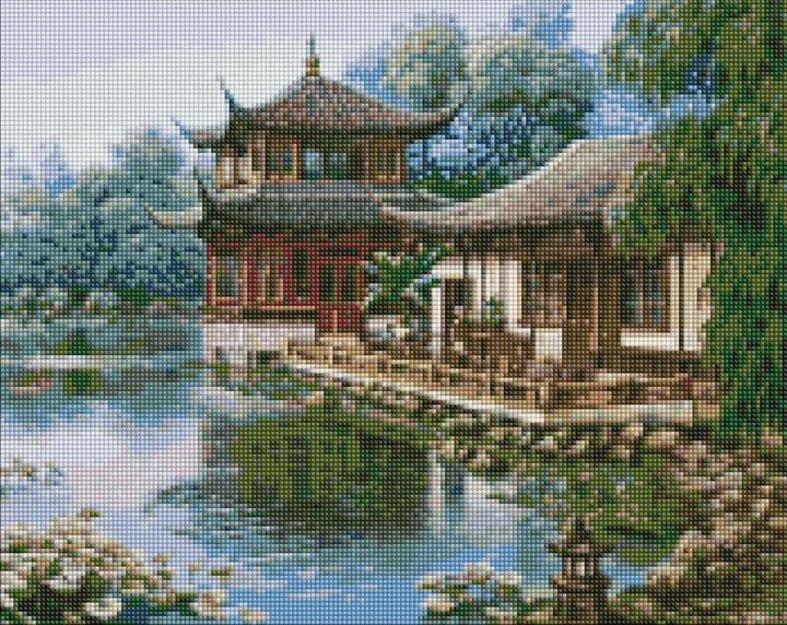 Image du produit Ideyka Diamond Painting - Maison chinoise avec cadre 40 x 50 cm