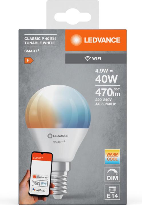 Actual product image Ledvance Smart+ Wifi Mini Bulb (E14, 4.90 W, 470 lm, 1 x, F)