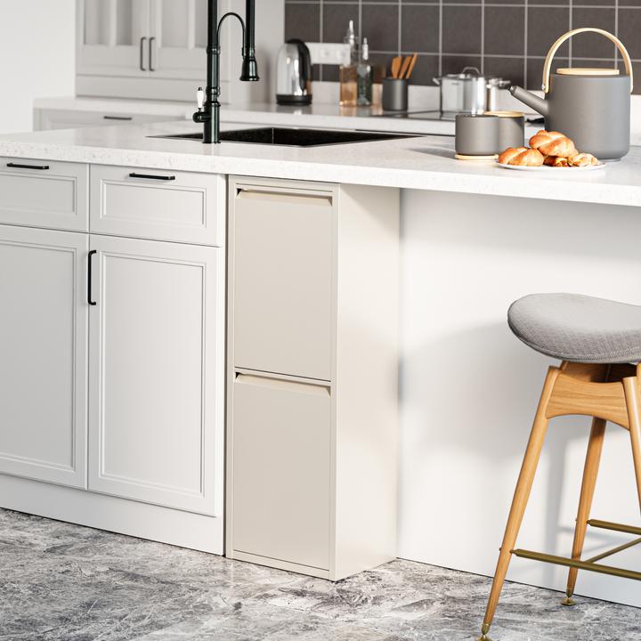 Actual product image En.Casa Mülltrennschrank Sollentuna Metall 2x14 L Pfefferweiss (28 l)