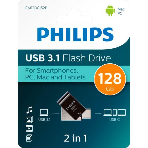 Immagine prodotto Philips 2 in 1 OTG 128GB USB 3.1 + USB C Midnight Nero (128 GB, USB 3.1)