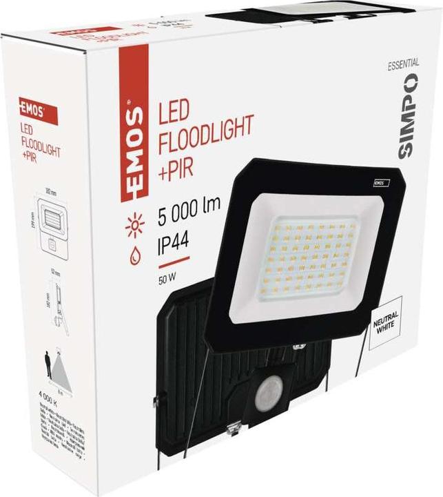 Actual product image Emos LED reflector SIMPO with motion sensor, 50 W, neutral white (5000 lm)