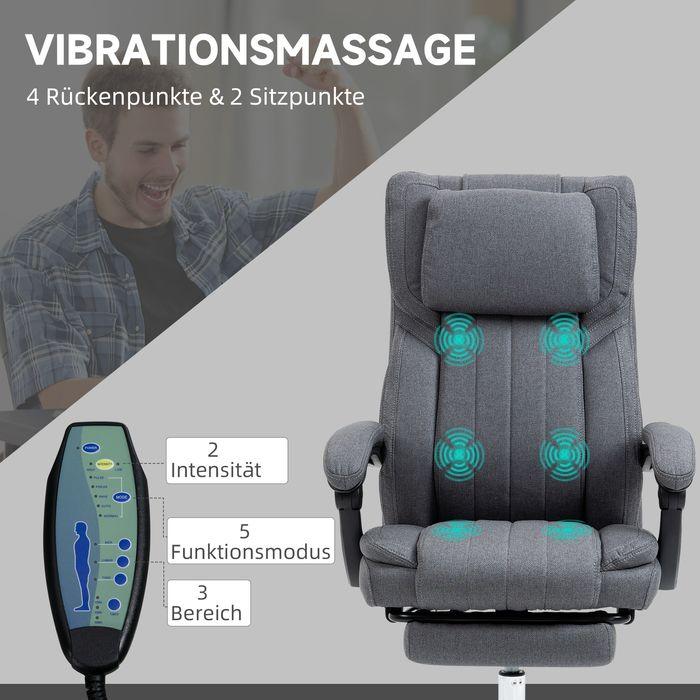 Immagine prodotto Swisshandel24 Sedia da ufficio con 5 modalità di massaggio, ergonomica, con funzione reclinabile, poggiapiedi