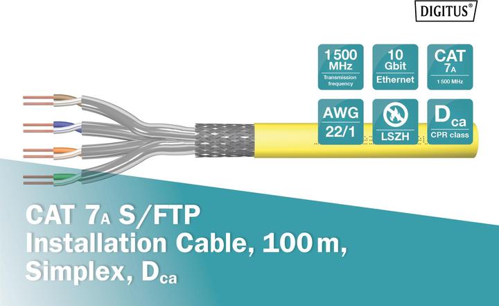 Produktbild Digitus Netzwerkkabel (S/FTP, CAT7a, 100 m)