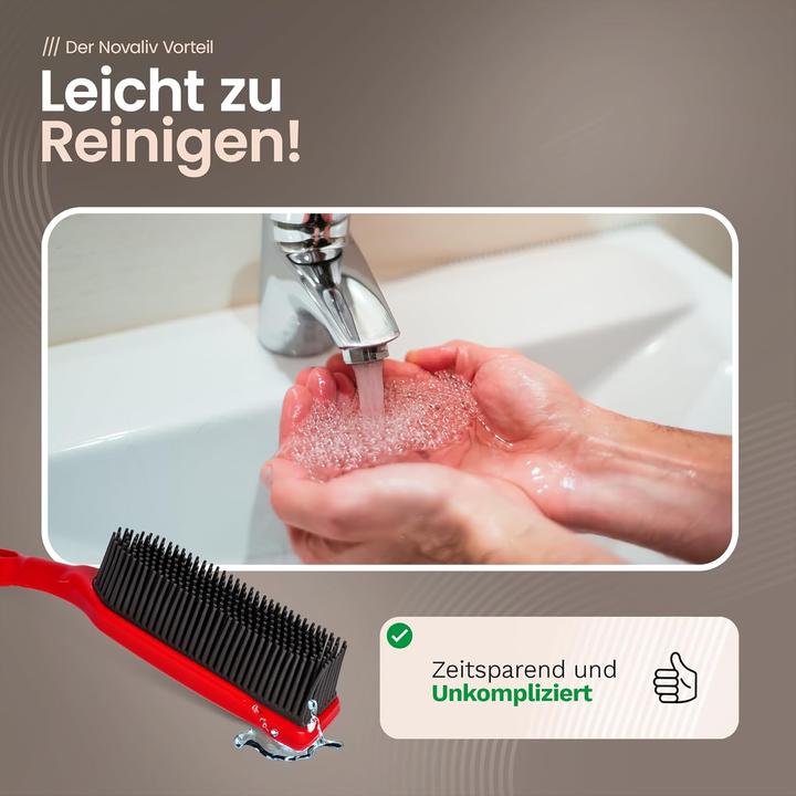 Image du produit Novaliv Gummibesen mit Stiel zum Stecken & Kehrgarnitur Friseurbesen Set Gummi Noppenbesen Hundehaar (1 pcs)