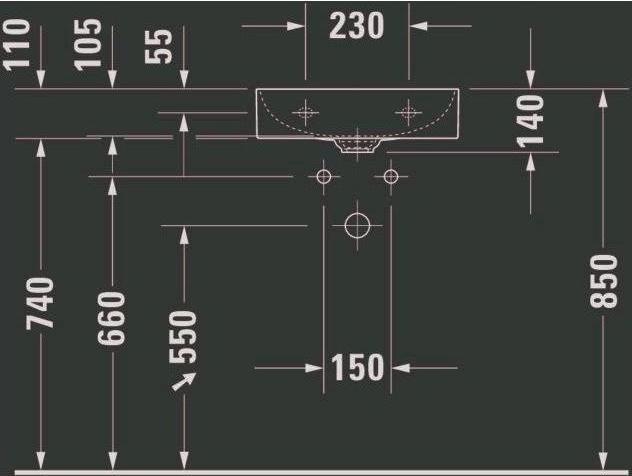 Produktbild Duravit Handwaschbecken DURASQUARE o ÜL m HLB geschli 450x350mm o HL we WG (350 mm, 450 mm)