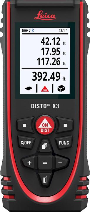 Leica Geosystems DISTO X3, Laser distance meter, ft, in, m, Black, Digital, IP65, Android, iOS (150 m, 635 nm)