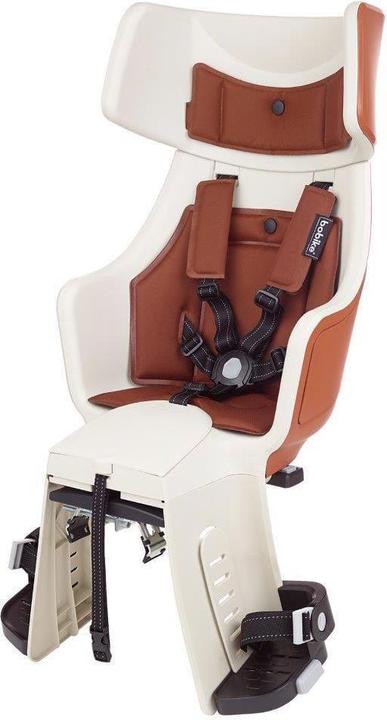 Actual product image bobike Exclusive Tour Plus - the bike seat is mounted on a stand Cinnamon brown