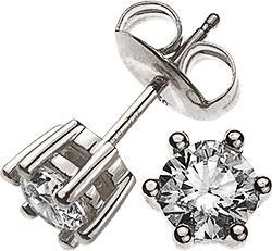 Produktbild Muau Solitaire earstuds 6-handle setting white gold 750 diamonds 1.00ct. 7mm (750/18K Weissgold)