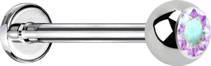 Produktbild Star Piercing Micro Labret silber mit Kugel und Kristall multicolor (Chirurgenstahl 316L, ohne Messing)