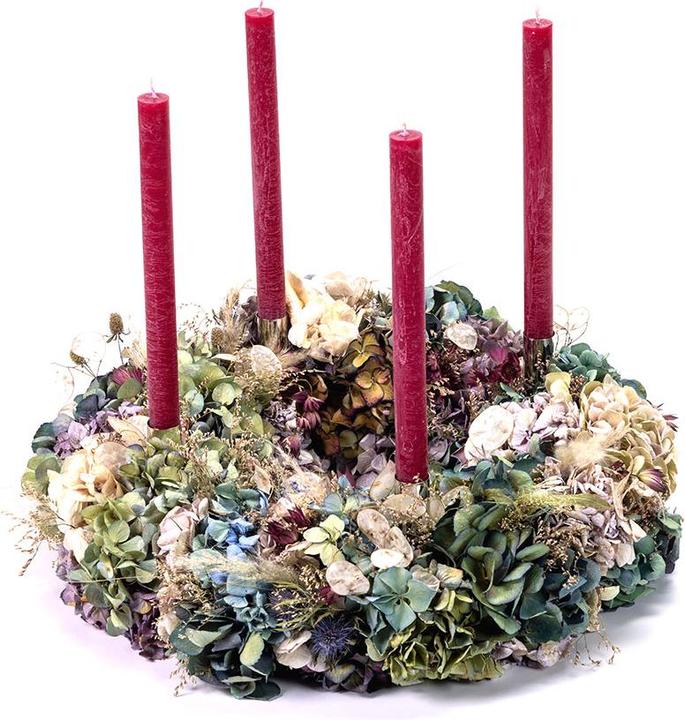 Produktbild VEG and the City Adventskranz Trockenblumen Wild ca. 45 cm - Kerzen Bordeaux (45 cm)