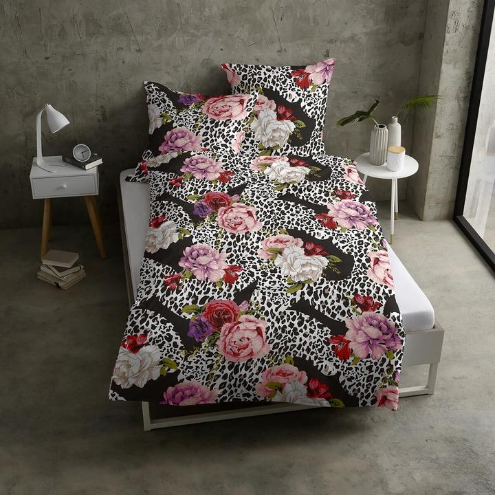 Image du produit Casatex Satin literie Neldy noir-rose (Set de linge de lit, 155x220 cm + 80x80 cm)