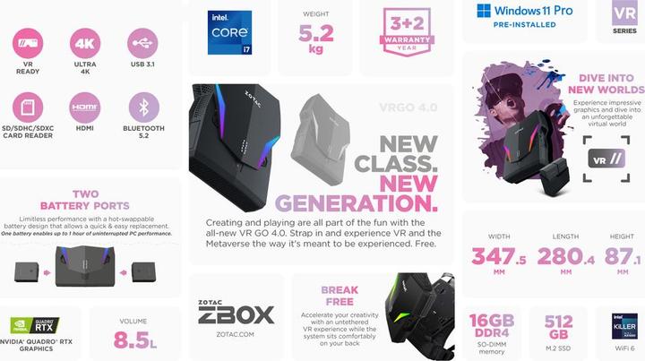 Produktbild Zotac VR GO Backpack 4.0 (Intel Core i7-11800H)
