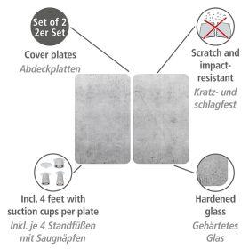 Produktbild Wenko Herdabdeckplatte Universal XL Beton, 2er Set für alle Herdarten geeignet