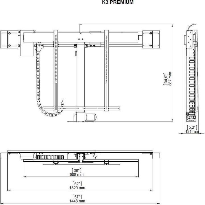 Actual product image DSS TV Lift Premium 3, black, RF Control, metal / 0553 (Universal, 57", 70 kg)