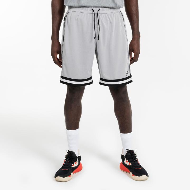 Produktbild Kipsta Damen/Herren Basketball Shorts wendbar leicht - SHR 500 schwarz-weiss (XS)