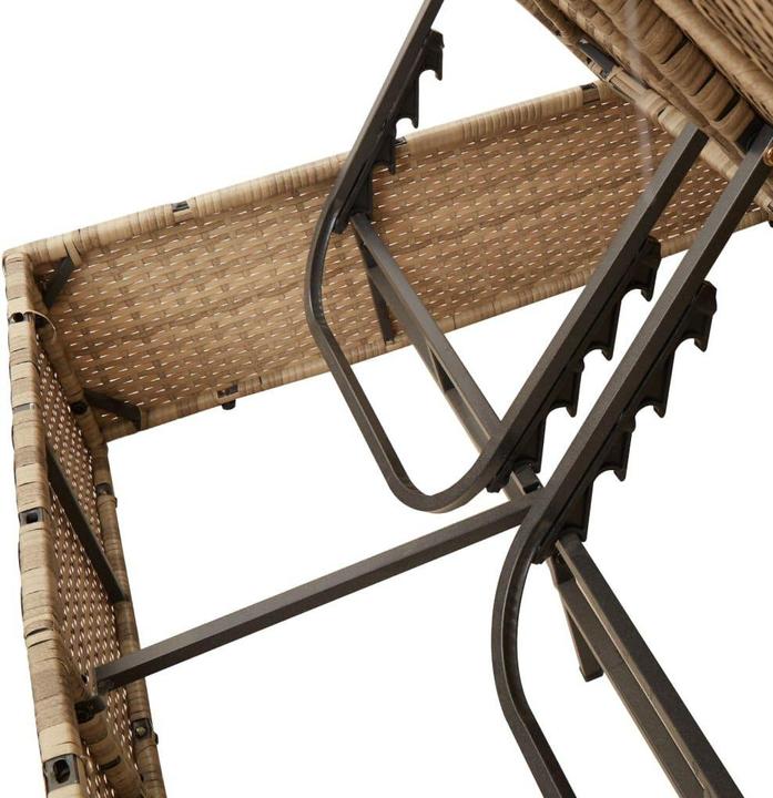 Image du produit VidaXL Chaise longue double Chaise longue de jardin avec toit Rideaux Beige Poly Rattan (114 cm)