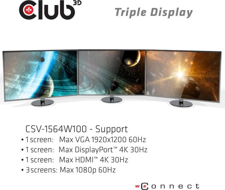 Image du produit Club 3D CSV-1564W100 (USB-C, 1 Ports)