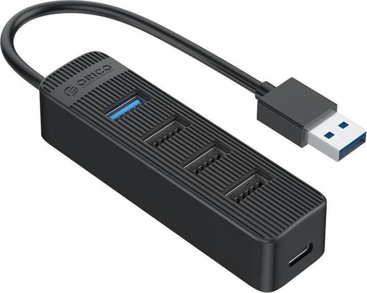 Actual product image Orico Converter TWU32-4A USB-A 3.1 hub / 1x USB-A 3.1 + 3x USB-A 2.0 + USB-C 5V/3A - black (USB-A, USB-C)