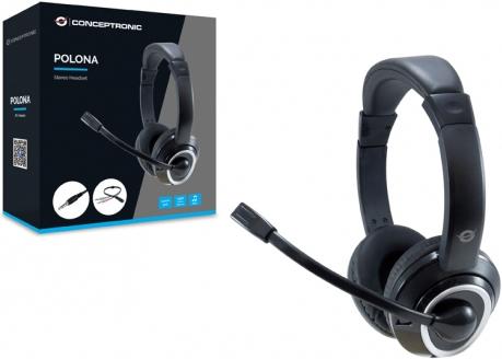 Actual product image Conceptronic POLONA02BA Headphones & Headset Headband Black (Cable)