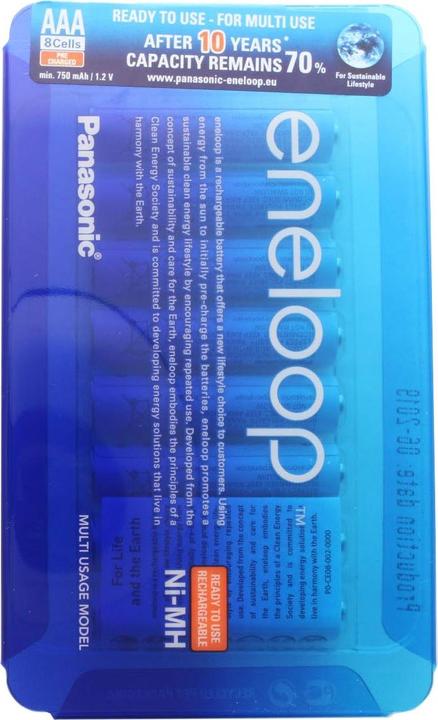 Immagine prodotto Panasonic Batteria ricaricabile HR-4UTGB Case AAA Micro batteria ricaricabile 8 Pack con 2x AccuCell Case blu (8 pz., AAA, 800 mAh)