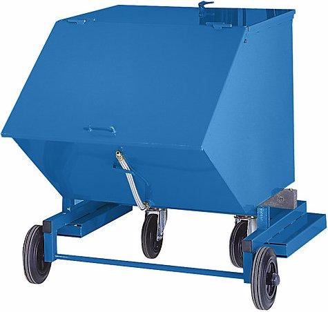 Produktbild eurokraft pro Kippbehälter für Schüttgut, + Vollgummireifen, + Staplertaschen, 0,6 m³, blau (600 l)