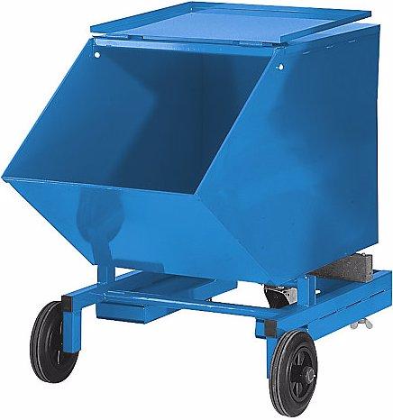 Produktbild eurokraft pro Kippbehälter für Schüttgut, + Vollgummireifen, + Staplertaschen, 0,4 m³, blau (400 l)