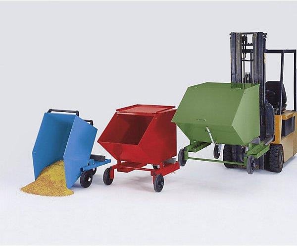 Produktbild eurokraft pro Kippbehälter für Schüttgut, + Vollgummireifen, + Staplertaschen, 0,4 m³, blau (400 l)