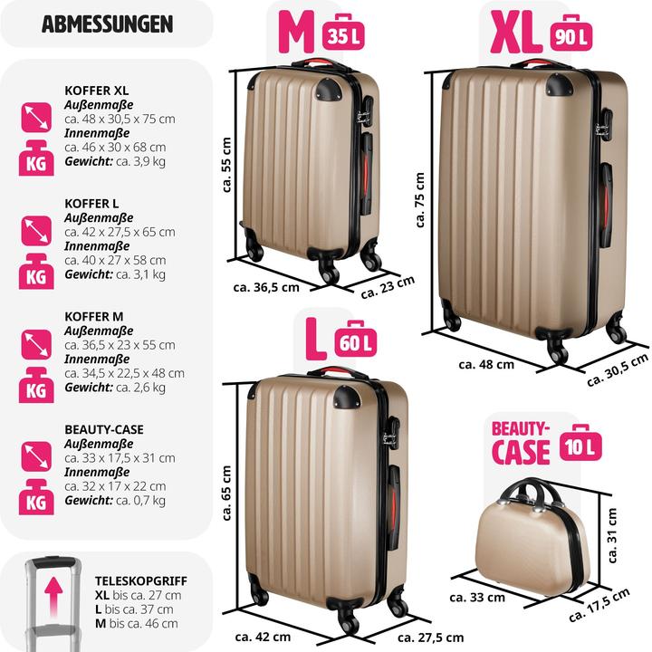 Produktbild tectake Hartschalenkoffer (90 l, L (90 - 115l))