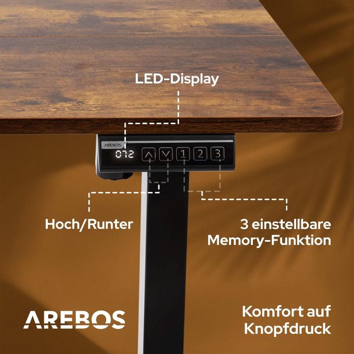 Produktbild Arebos Höhenverstellbarer Schreibtisch (120 x 60 x 72 cm)