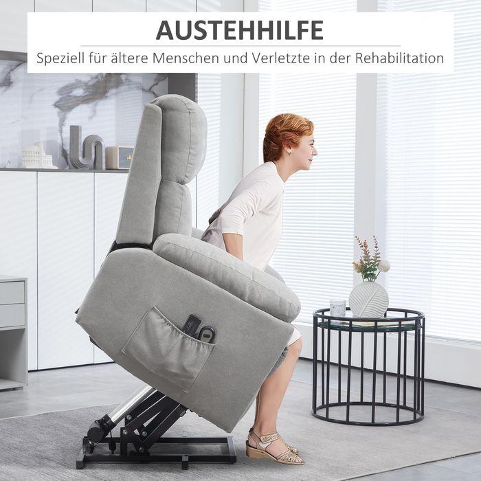 Immagine prodotto Swisshandel24 Poltrona TV elettrica stand-up aiuto reclinabile funzione telecomando poltrona massaggio look lino