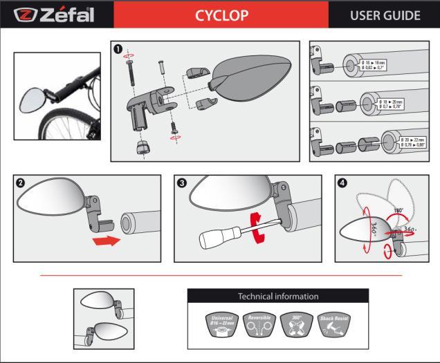 Actual product image Zefal Cyclop bicycle mirror