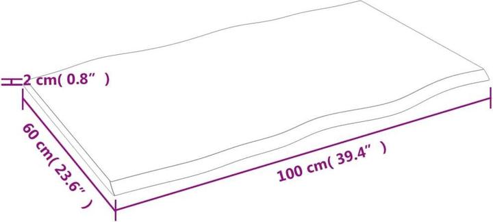 Actual product image VidaXL Tischplatte 100x60x2 cm Massivholz Eiche Behandelt (100 x 60 x 2 cm)