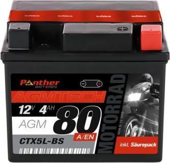 Produktbild Panther Batterien Motorradbatterie AGM YTX5L-BS 12V 4Ah (12 V, 4 Ah)