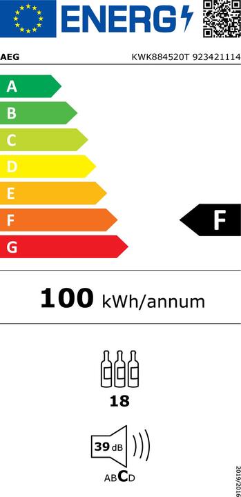 Energy Label AEG KWK884520T Compact wine refrigerator / touch operation / temperature display / up to 18 bottles
