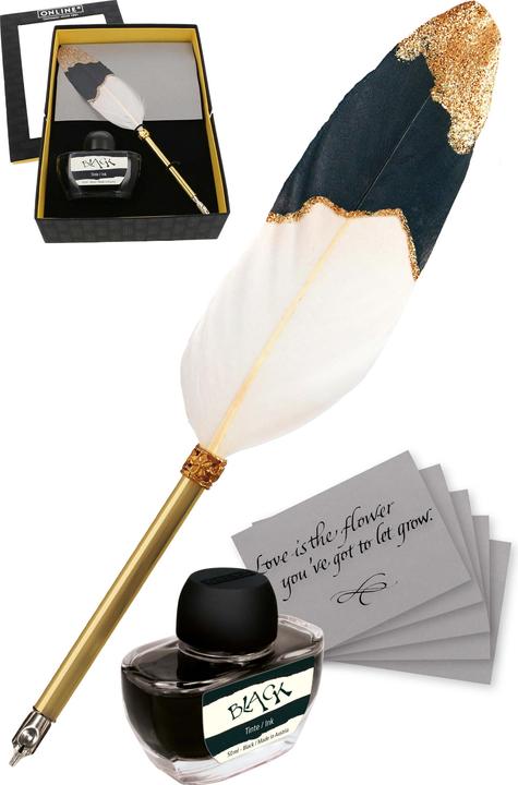 Online CALLIGRAPHY FEATHER - Dip Pen (Or, Noir, Blanc, 1 x)