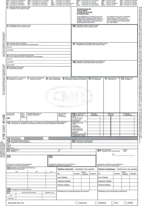 Valeurs nutritives et ingrédients Rnk Éditeur Formulaire "Lettre de voiture internationale (CMR) (50 x)