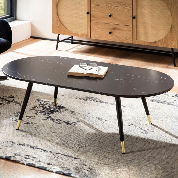 Produktbild FineBuy Couchtisch Sofatisch Marmor Optik 120 cm Wohnzimmertisch Tisch Modern (120 x 60 x 42 cm)