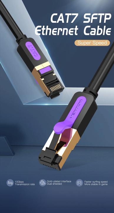 Image du produit Vention Câble réseau SFTP de catégorie 7 ICDBF 1m noir (S/FTP, CAT7, 1 m)