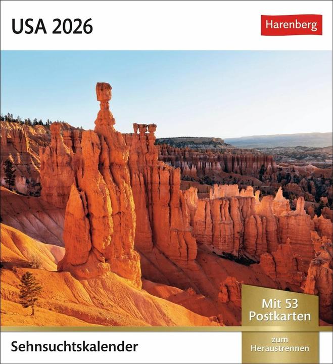 Immagine prodotto Harenberg USA Sehnsuchtskalender 2026 - Wochenkalender mit 53 Postkarten (Tedesco)