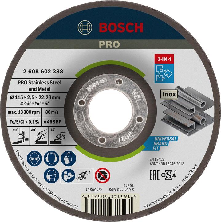 Produktbild Bosch Professional Zubehör PRO Stainless Steel and Metal 3-in-1 Disc, 115 x 2,5 x 22,23 mm