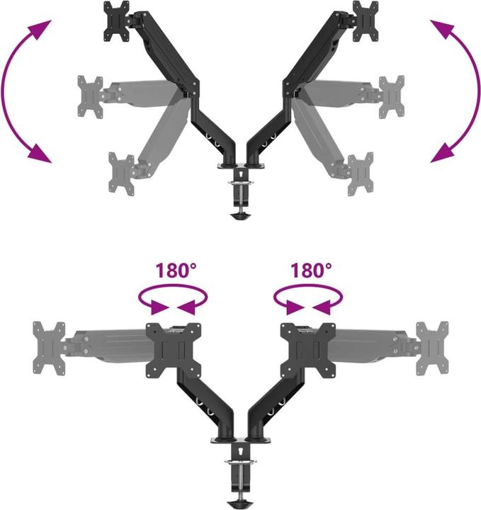 Immagine prodotto VidaXL Braccio per monitor doppio per max 27 pollici VESA 75/100 mm 20 kg (27")